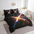 thumbnail image 3 of jejeloiu Lightsaber Fashion Games 7-Piece Twin Bedding Sets,Cartoon Sword Bedding Comforter Set,Orange Black Sheet Sets For Teens,Luxury Bedroom Decor Reversible, 3 of 8