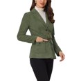 thumbnail image 4 of Unique Bargains Women's Faux Suede Belted Long Sleeve Single Breasted Blazer XS Army Green, 4 of 6