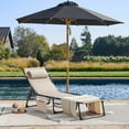 thumbnail image 4 of Flamaker Foldable Chaise Lounge Chair 5-Position Adjustable, Tanning Chair with Side Pocket, Outdoor Sunbathing for Pool, Beach, Patio, Lawn, Indoor Recliner Chair for Napping(Beige, 1 Pcs), 4 of 7
