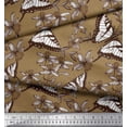 thumbnail image 2 of Soimoi Tissu Marron Poly Georgette Imprimé Fleurs & Papillons au Mètre 52 Pouces de Large, 2 of 5