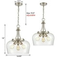 thumbnail image 6 of Claxy 3-Light Brushed Nickel Pendant Light with Dome Clear Glass Shade, 6 of 7