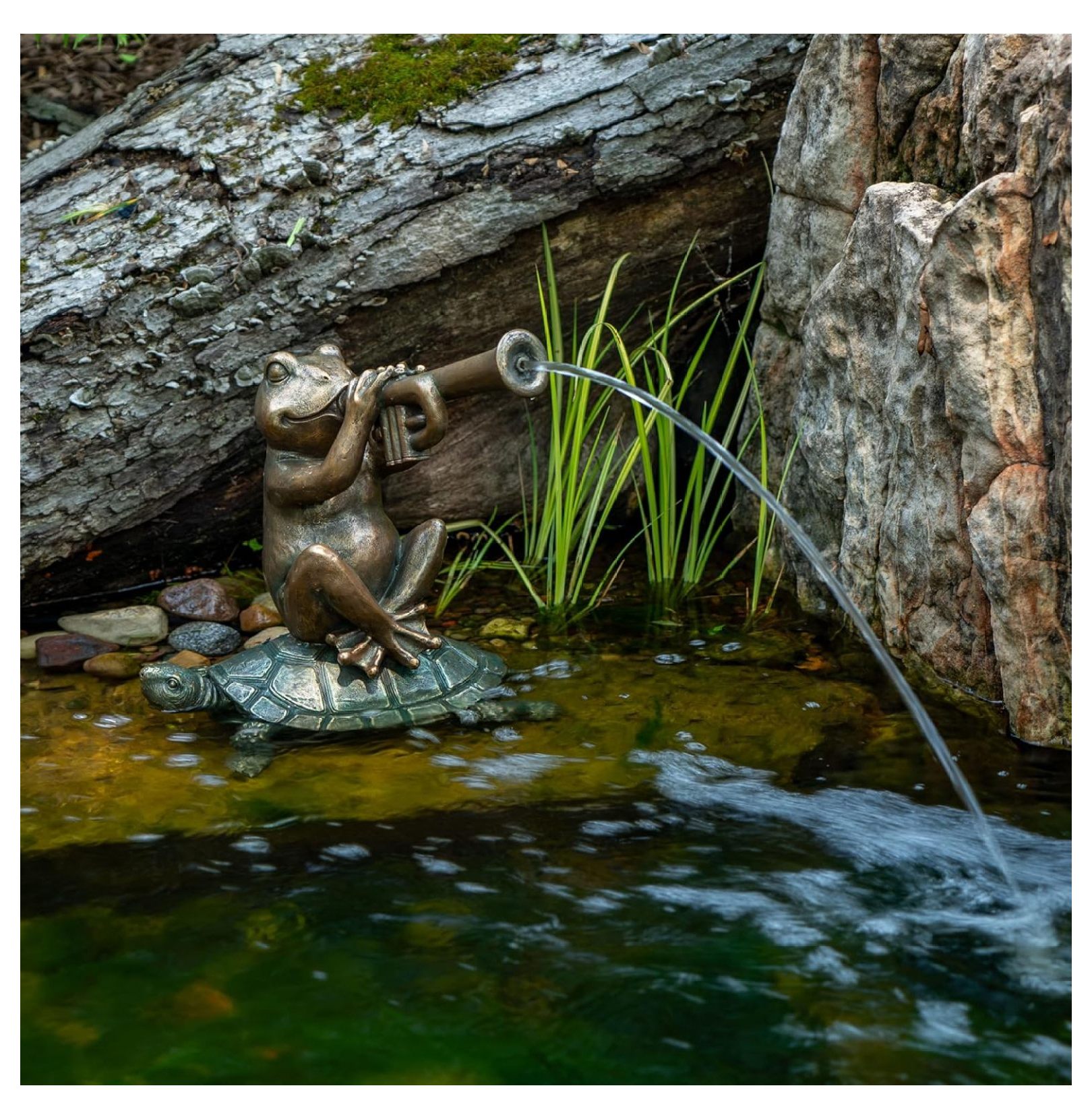 Aquascape Jazz Frog Spitter Fountain - Bronze Finish, For Ponds & Water Features