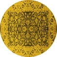 thumbnail image 1 of Ahgly Company Machine Washable Indoor Round Oriental Yellow Industrial Area Rugs, 5' Round, 1 of 4