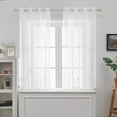 thumbnail image 5 of ZOPZO Embroidered Sheer Curtains Faux Linen, Rod Pocket, White, 52W x 63L Inch, Window Panels for Bedroom and Living Room, 2 Panels, 5 of 9