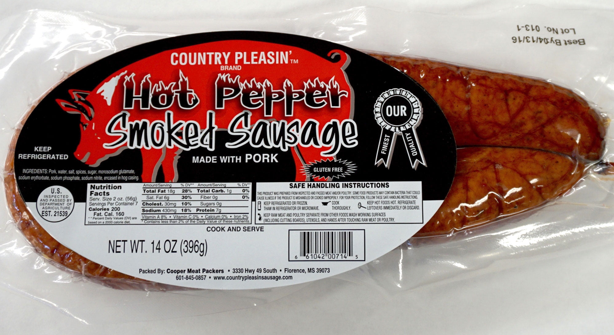 Country Pleasin' Hot Pepper Smoked Sausage