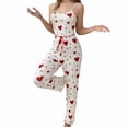 thumbnail image 3 of Pijama de Dos Piezas con Top Corto con Estampado de Corazones y Pantalones Anchos para Mujer. Ropa de Dormir para Estar en Casa. Amor Rojo L, 3 of 9