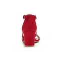 thumbnail image 3 of BLISSFUL STEP Women's Solid Color Open Toe Cross Strap Mid Chunky Heel Sandals, 3 of 7