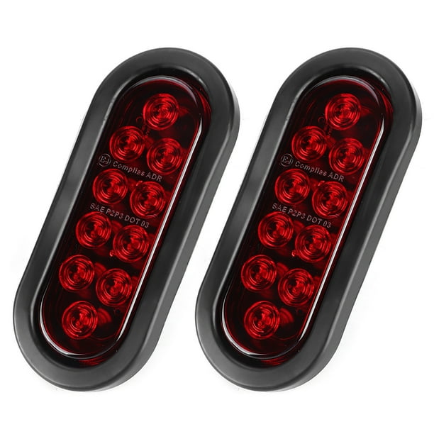 Lámpara 2 Piezas 10 LED Luz De Posición Lateral 6 Pulgadas Rojo Ovalado Impermeable Camión Luz Trasera Montada En Superficie