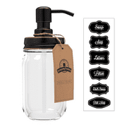 Jarmazing Products Mason Jar Soap Dispenser - Oil-Rubbed Bronze - With 16 Ounce Clear Mason Jar