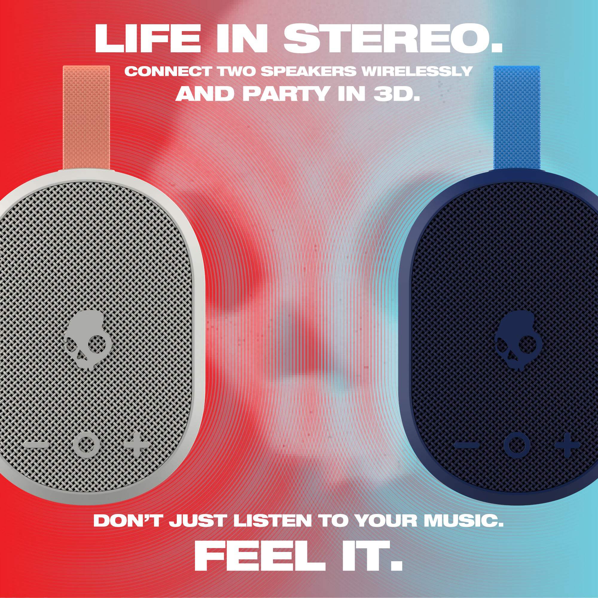Skullcandy Ounce+ Bluetooth Speaker, IPX7 Waterproof, Portable, 16-Hour Battery & True Wireless Stereo, Nylon Carry Strap