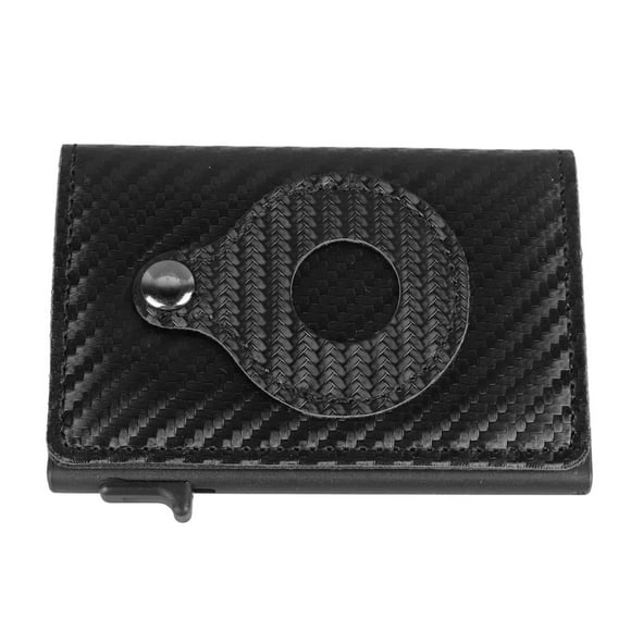 Cartera de cuero sintético suave para hombre, moderna cartera con patrón de fibra de carbono, tarjetero para billetes para viajes de negocios, de fibra de carbono sintética, color negro, tamaño libre