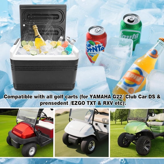 Universal Golf Cart Ice Cooler, Portable 8L Ice Box Compatible with EZGO/Club Car/Yamaha, Allow 48 Hrs Fresh, Ice Chest Box, for Drinks, Camping, Beach, Fishing