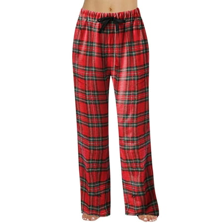 

Xinqinghao Plus Size Pants Women s Spring Fashion Casual Plaid Lace Cotton Can Be Worn Outside Pajamas Home Pants Casual Pants Red XL