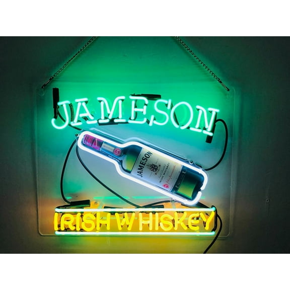 Queen Sense 20" Jamesons Irish Whiskey Neon Sign Acrylic Man Cave Handmade Neon Light 120JIWBA
