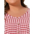 thumbnail image 5 of DARING DIVA Women's Plus Gingham Tops Plaid V Neck Babydoll Top 3X Red, 5 of 7