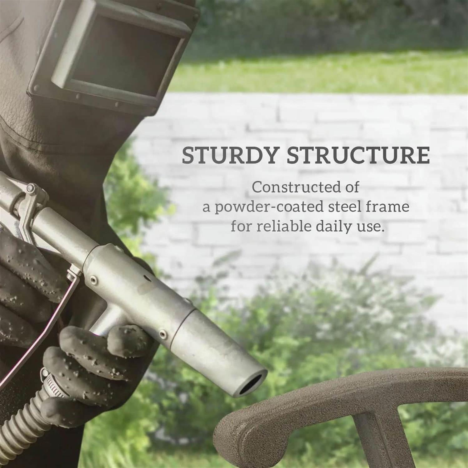 Demi Bonn 38" Outdoor Swing Chair with Mesh Seat, Steel Frame, Patio Glider for Backyard, Garden, Porch, Comfortable Relaxation, Blue