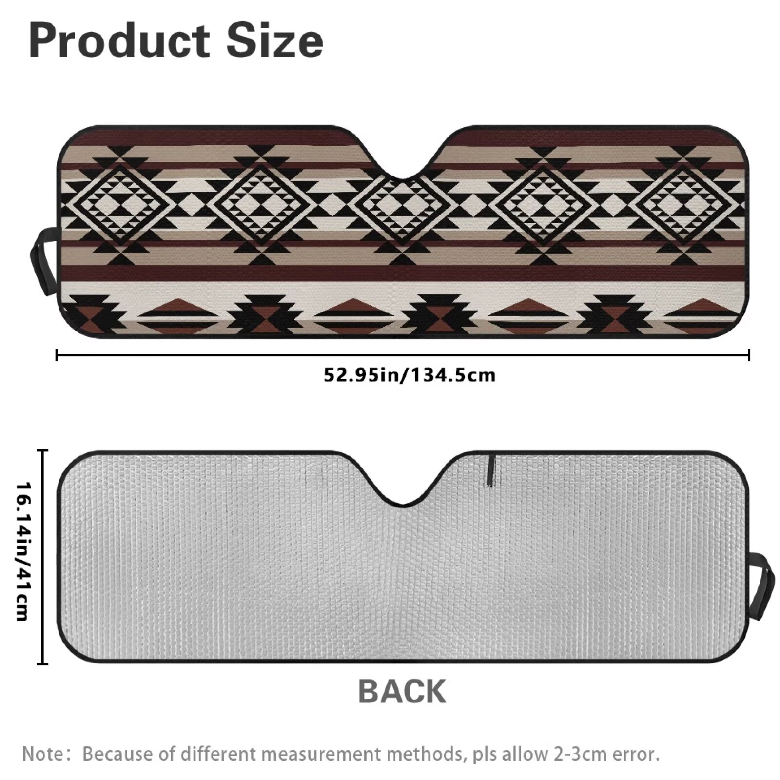 Uorisanigo Windshield Sun Shade for 2018-2024 Jeep Wrangler JL JLU & Gladiator JT-Blocks UV Rays Brown Aztec Ethnic Sunshades Heat Shield, Car Sun Shade Keep Your Vehicle Cool