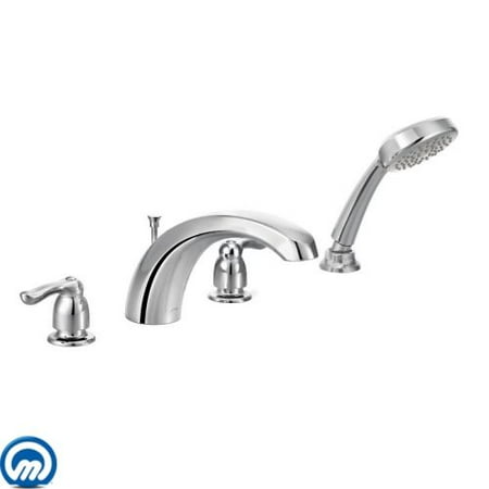 Deck Mount Diverter - Moen T991 Deck Mounted Roman Tub Faucet Trim with Personal Hand Shower and Built-In Diverter from the Chateau Collection (Less Valve)