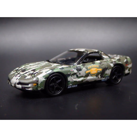 (Open Box) 2003 03 CHEVY CHEVROLET CORVETTE AIR FORCE 78 YEARS CAMO 1:64 SCALE DIECAST CAR