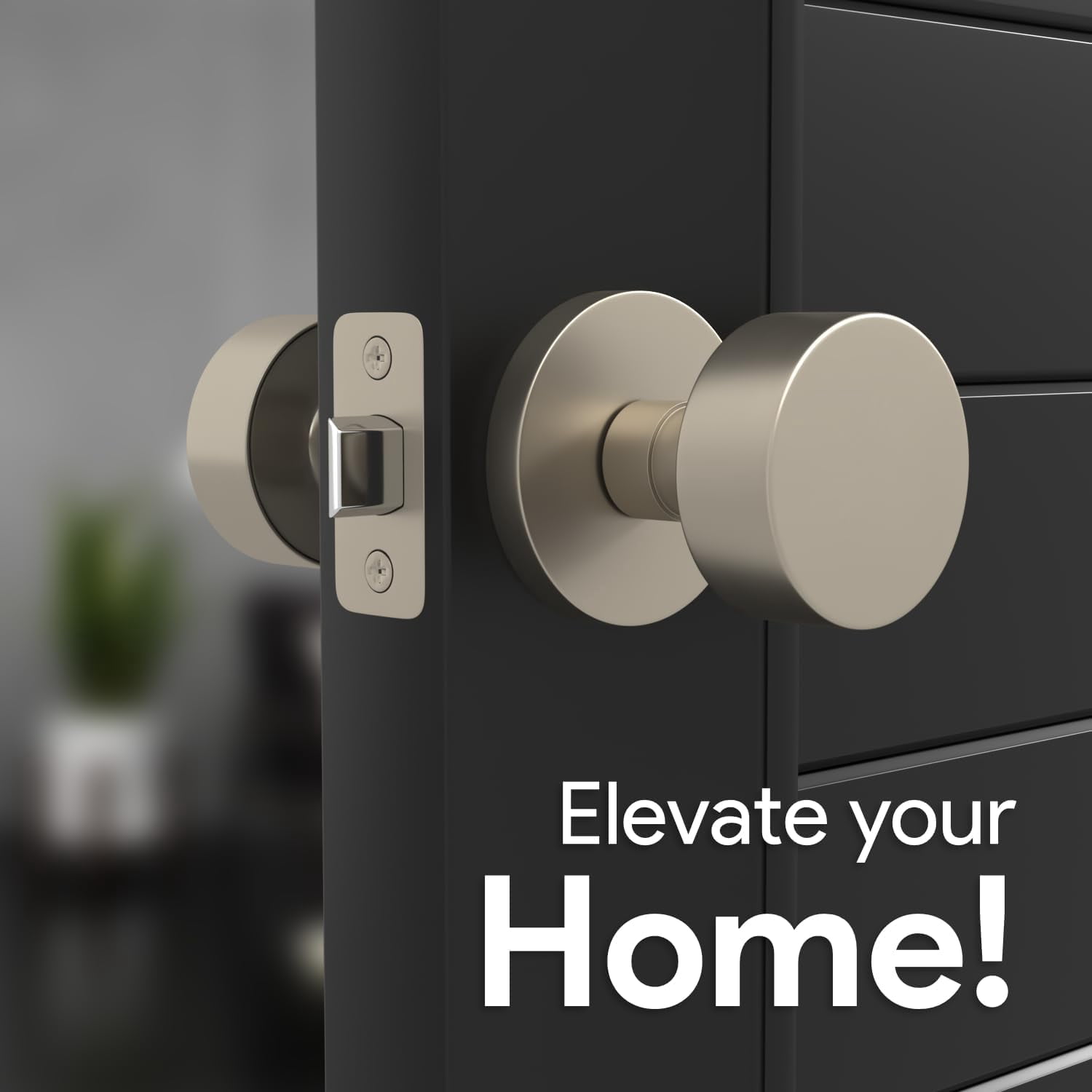 Mega Handles Buena Passage Door Knob | Reversible Heavy Duty Design for Hallway, Closet, Bathroom | Satin Nickel