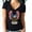 Black, variant on American USA Flag Eagle Printed Women V-neck Tee Shirt Color Black Small