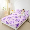 thumbnail image 4 of Feelyou Purple Snowflake Twin Sheet Sets, Winter Christmas Twin Fitted Sheet, Dreamy Cartoon Flat Sheet, Super Cozy Room Decor,3 Pieces, 4 of 7