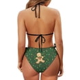 thumbnail image 6 of Uourmeti Christmas Gingerbread Man Halter Bikini Set - Cute Holiday Themed Two-Piece Triangle Swimsuit for Beach & Pool Vacation, 6 of 9
