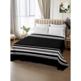 thumbnail image 3 of Twin Size Flat Sheet Only, Black Striped Soft Brushed Microfiber Bed Sheets, Farmhouse Black White Stripes Hotel Quality Breathable Bedding Top Sheet, Easy Care, 66"x96", 3 of 9