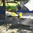 thumbnail image 4 of Pemberly Row 4PCS Patio Rattan Furniture Set Cushioned White Navy, 4 of 7