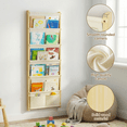 thumbnail image 6 of Wood 6-Tier Wall Mounted Kids Bookshelf – Floating Book Shelf For Kids Rooms,Nursery & Classroom, Hanging Bookcase Organizer For Books, Toddler Book Shelf, Montessori Bookshelf, Nursery Shelves, 6 of 7
