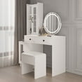 thumbnail image 6 of SYTHERS Makeup Vanity Desk Set, Complete Vanity Table Set with Side Cabinet, LED Mirror, Power Outlets, and Dressing Table Stool, White, 6 of 6