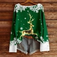 thumbnail image 5 of Arlun Plus Size Christmas Knit Sweaters for Women Red Glass Elk Reindeer Snowman Print Xmas Pullovers Tops Trendy Soft Comfort Long Sleeve Round Neck Cute Sweater Green3 XXL, 5 of 5