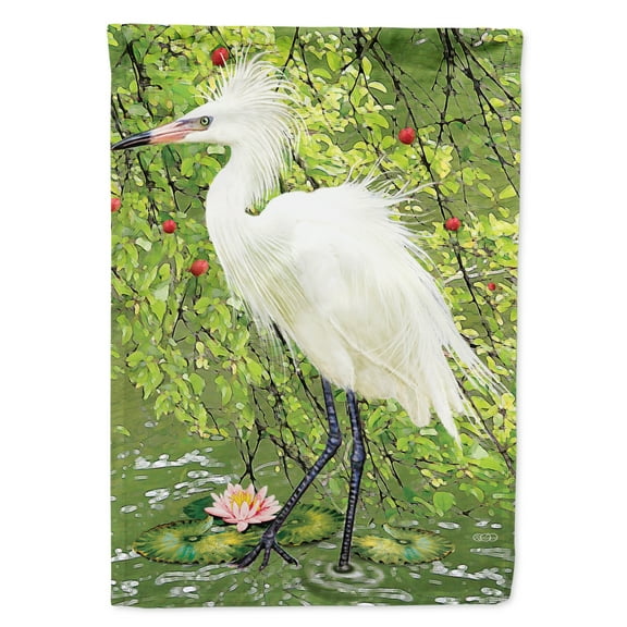 Carolines Treasures PRS4002GF Snowy Egret Under Plum Tree Flag Garden Size  Small multicolor