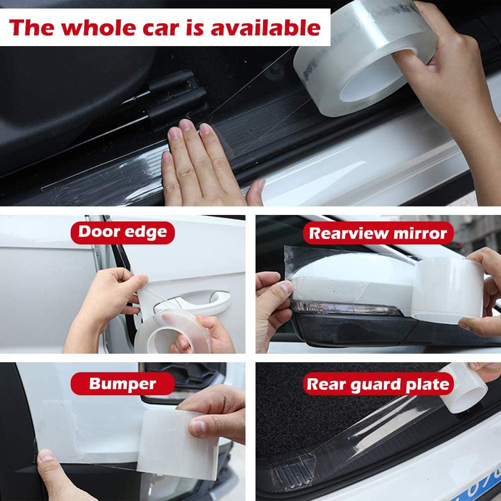 Car Door Edge Protector Clear Universal Door Sill Guard Car Door Trim Edge Guard Protection Film Anti-Collision Fits for Most Car 2In x 33Ft, Transparent