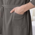 thumbnail image 3 of Waffle Robes for Men, Lightweight Soft 3/4 Sleeve Bathrobes , Cozy House Coat for Spa, Shower & Hotel, 3 of 8