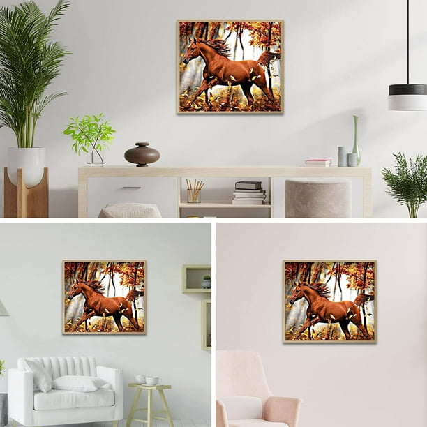 Diamond Painting Horse Under Autumn Tree, Full Image - Painting