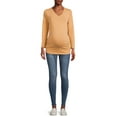 thumbnail image 2 of Oh! Mamma Maternity Women's Ruched V-Neck T-Shirt with Long Sleeves (Women's and Women's Plus), 2 of 6