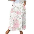 thumbnail image 2 of WXLWZYWL Women Flowy Maxi Skirt Floral Print Fall Casual Boho High Elatic Waist Loose Long Skirt with Pockets, 2 of 5