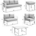 thumbnail image 4 of Superjoe Aluminum Outdoor Patio Furniture Set, Metal Outside Conversation Sets with Dining Table&2 Ottomans, Sectional Sofa Couch Seating Set with Cushion for Backyard, White, 4 of 7
