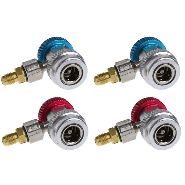 4Pcs Car Auto Freon R134A Quick Coupler Adapters Air Conditioning Refrigerant Adjustable A/C Manifold Gauge
