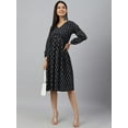 thumbnail image 3 of Janasya Indian Women's Black Cotton Printed A-line Western Dress, 3 of 8