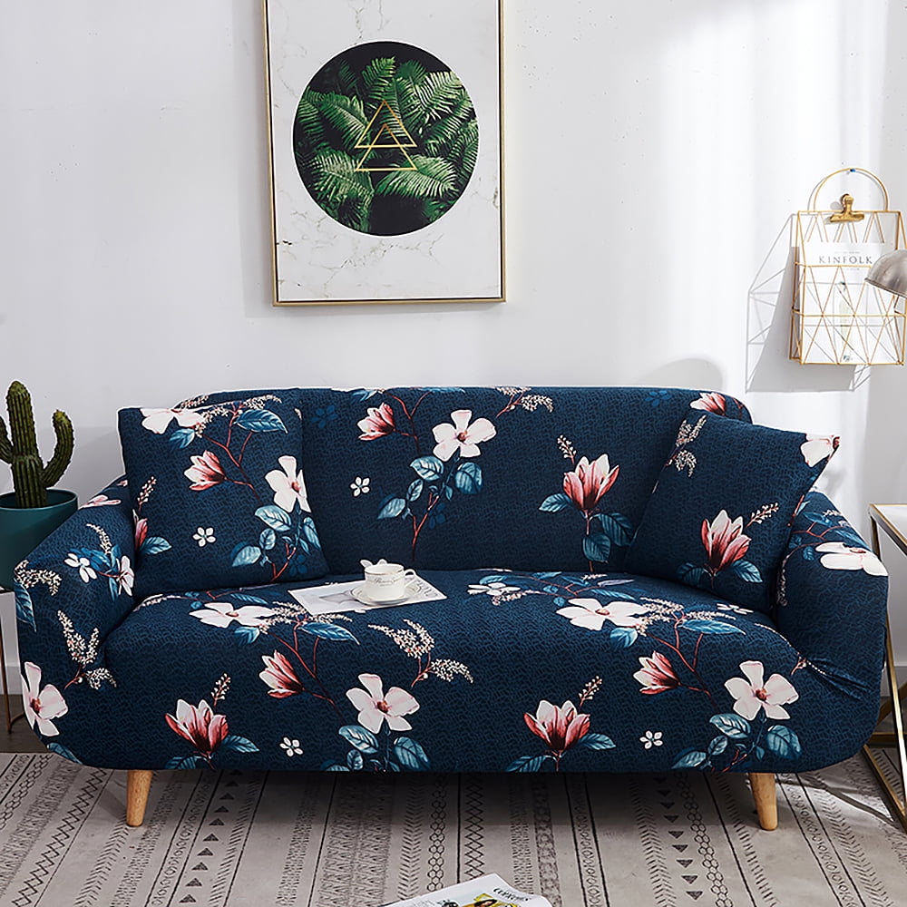 AaaSue Sofa Slipcover 1/2/3/4 Seater Stretch Fabric Flower Pattern Elastic Chair Loveseat Couch Settee Sofa Covers Pet Dog Protector size 1 seater（90-140cm） B