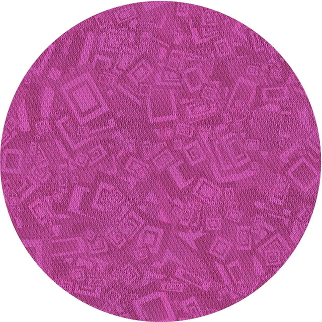 Ahgly Company Tapis d'Intérieur Ronds Transitionnels Lavables à la Machine, Rose Foncé, 4 Pieds Rond