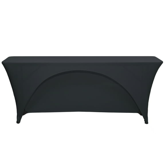 Your Chair Covers - Spandex 8 Ft x 18 Inches Open Back Rectangular Table Cover Black for Wedding, Party, Birthday, Patio, etc.