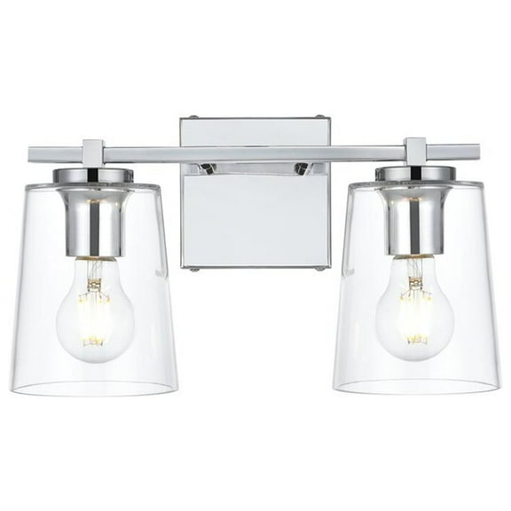 Living District Kacey 2-Light Iron & Glass Bath Sconce in Chrome/Clear