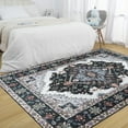 thumbnail image 5 of Lochas Vintage Boho Fluffy Rug Chenille Low Pile Area Rugs for Bedroom Living Room Indoor Floor Carpet Home Decor,5'X8',Black, 5 of 7