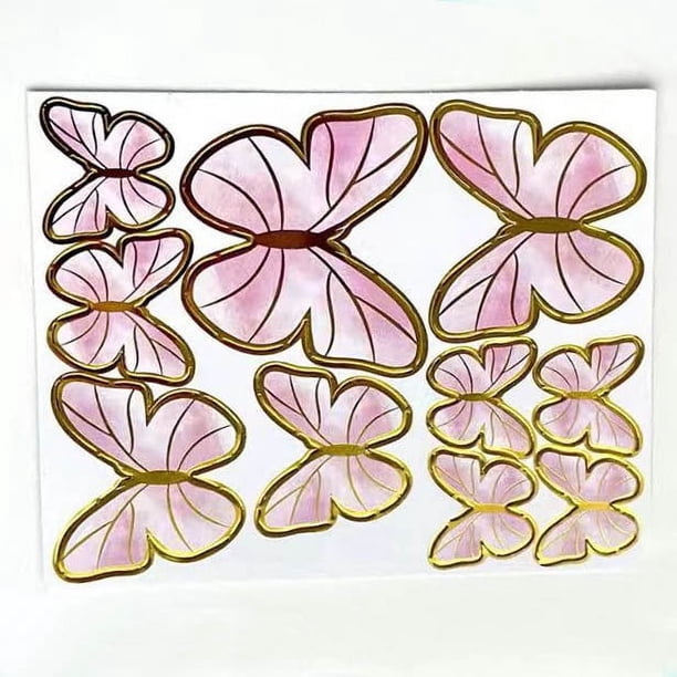 Adornos para tartas de mariposas con adornos para tartas de feliz cumpleaños, decoraciones para tartas de cumpleaños con mariposas en oro rosa 3D para niñas, fiestas de cumpleaños de mujeres,