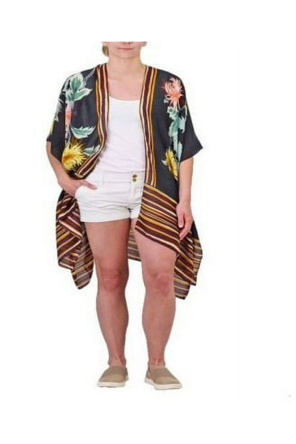 MSRP $60 Save The Ocean Womens Woven Kimono Black Size OSFA
