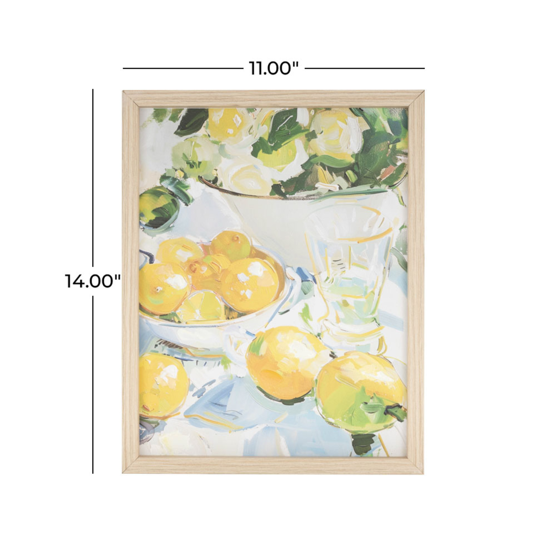 14" x 11" Lemon Fruit Framed Wall Art with Light Brown Frame, by DecMode