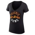 thumbnail image 2 of Women's G-III 4Her by Carl Banks Black Phoenix Suns Super-Slim Fit Lightweight Large City Logo V-Neck T-Shirt, 2 of 3